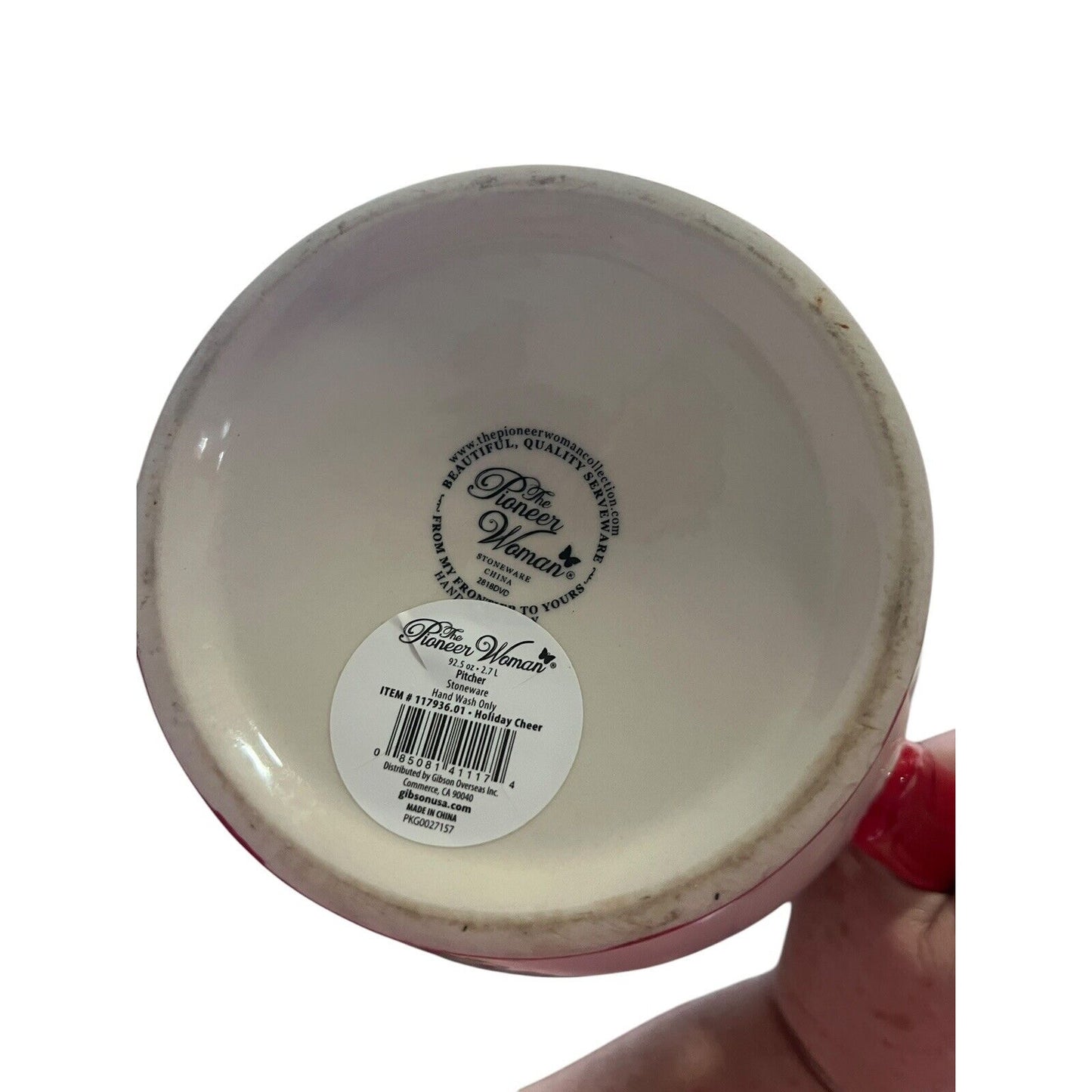 Pioneer Woman Christmas Holiday Cheer Garland 9" Stoneware Pitcher