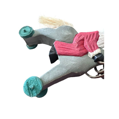 Santa Claus Rocking Horse Wooden Christmas Ornament Holiday Hand Painted
