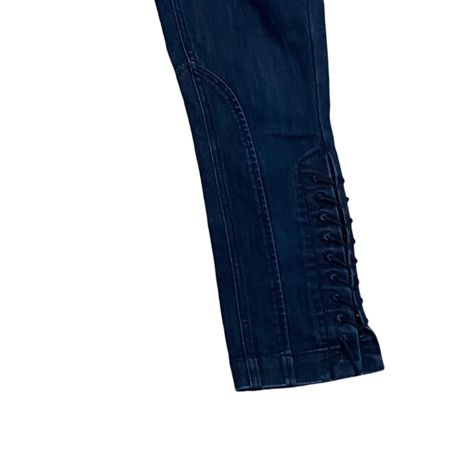 Size 26 Anthropologie Leifsdottir Lace Up Leg Equestrian Dark Wash Jeans EUC