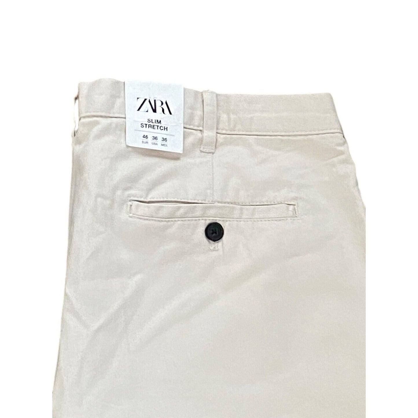 Zara Men’s Khaki Beige Slim Stretch Fit Chino Pants Size 36 EUR 46 NWT