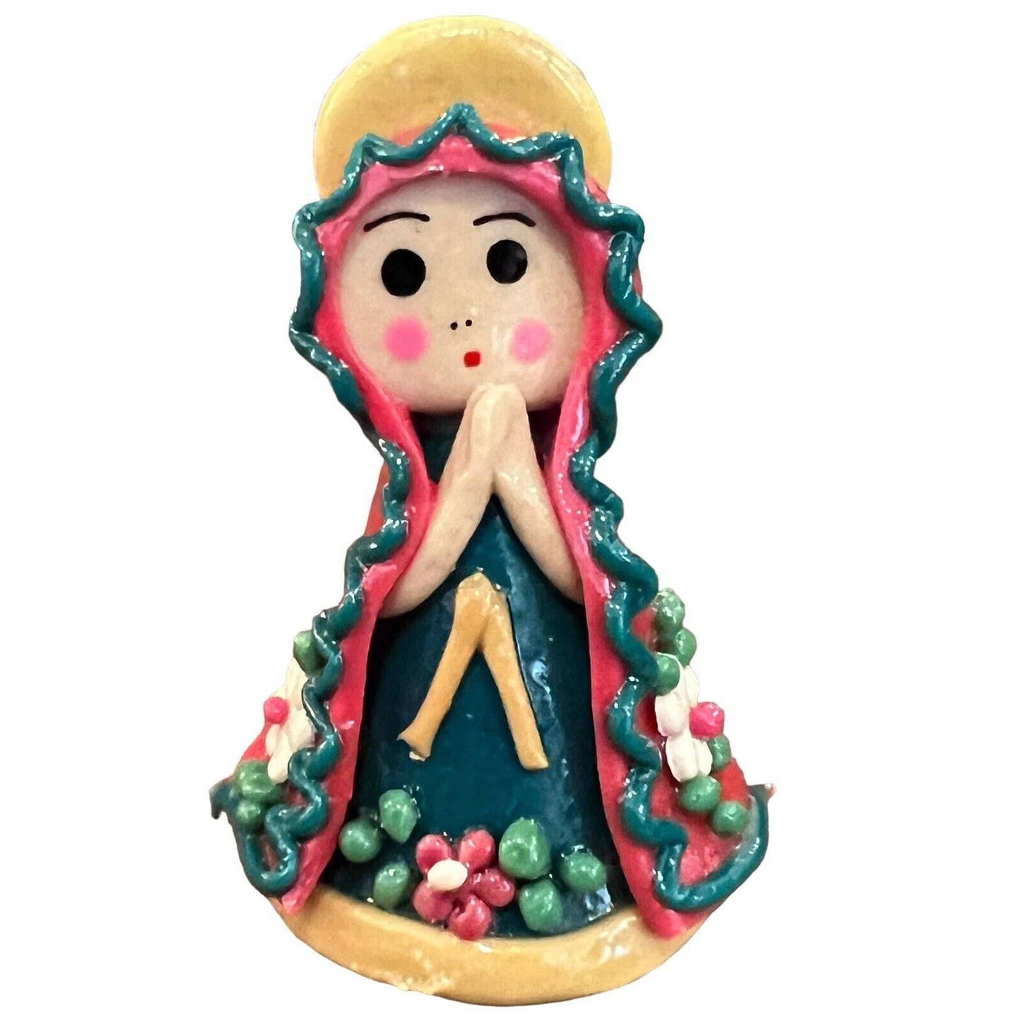 Mary NATIVITY Figure Handmade Mazapan Bread Dough Folk Art Glossy