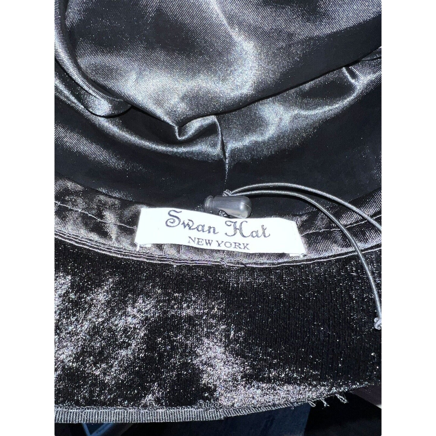 Swan Hat New York Ladies Black Velvet Rhinestone Bow Feathers Costume Regency