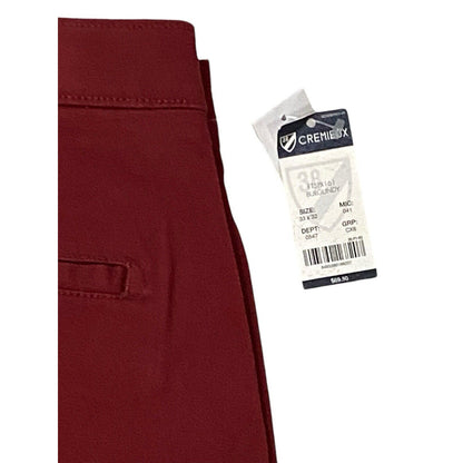 Cremieux Chino Pants Mens 33x32 Madison Comfort Stretch Fit NWT Red Burgundy