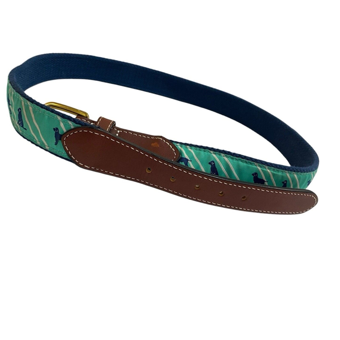 Simply Southern Brass Color Buckle Brown Leather Lab Dog Belt Classic Preppy 36