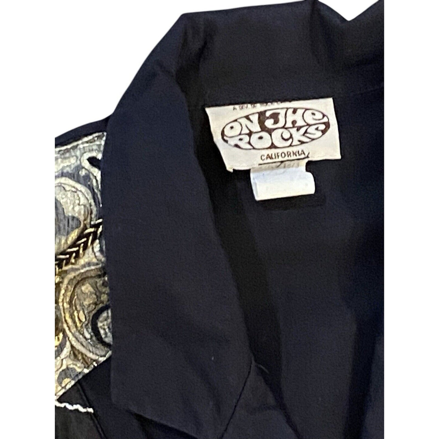 80’s ON THE ROCKS California Black Jumpsuit Retro Shirt One Piece Metallic Rock