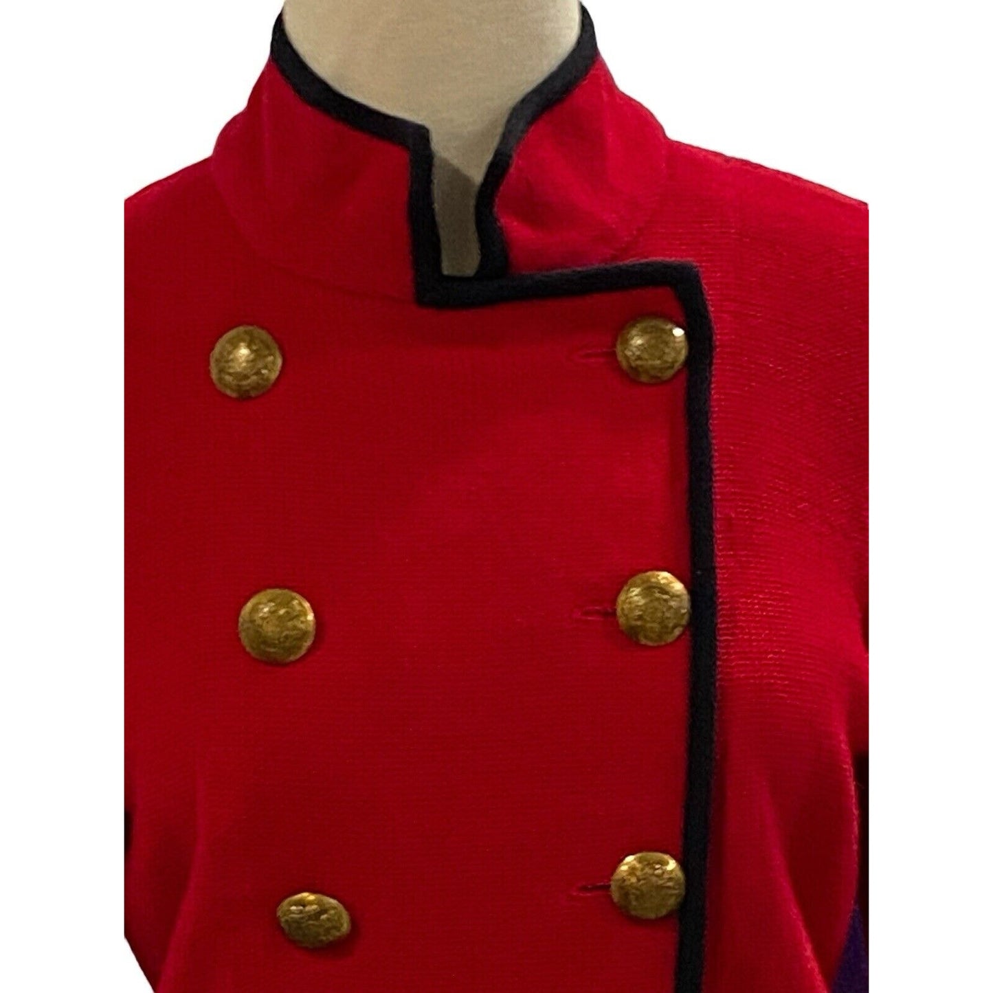 Small Ralph Lauren Military Sweater Women's Red Double Breasted Gold Buttons