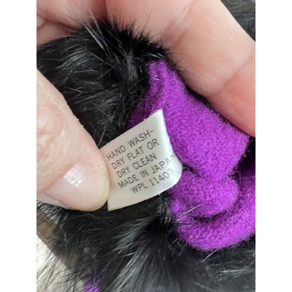 Women's Lamb's Wool Angora Rabbit Fur Cuff Gloves Violet Vintage M/L Purple