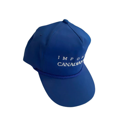 Vintage Hat Imported Canadian Mist Ball Cap Rope Hat Blue Snap Back