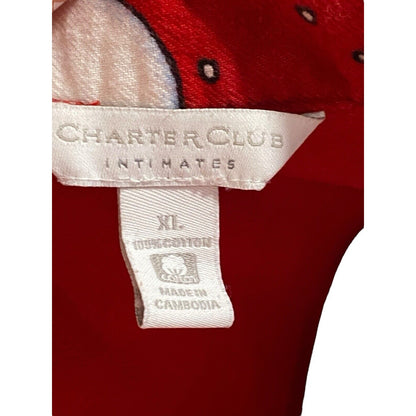 XL Charter Club Flannel Night Shirt Gown Red Snowman Long Sleeve Cotton Women
