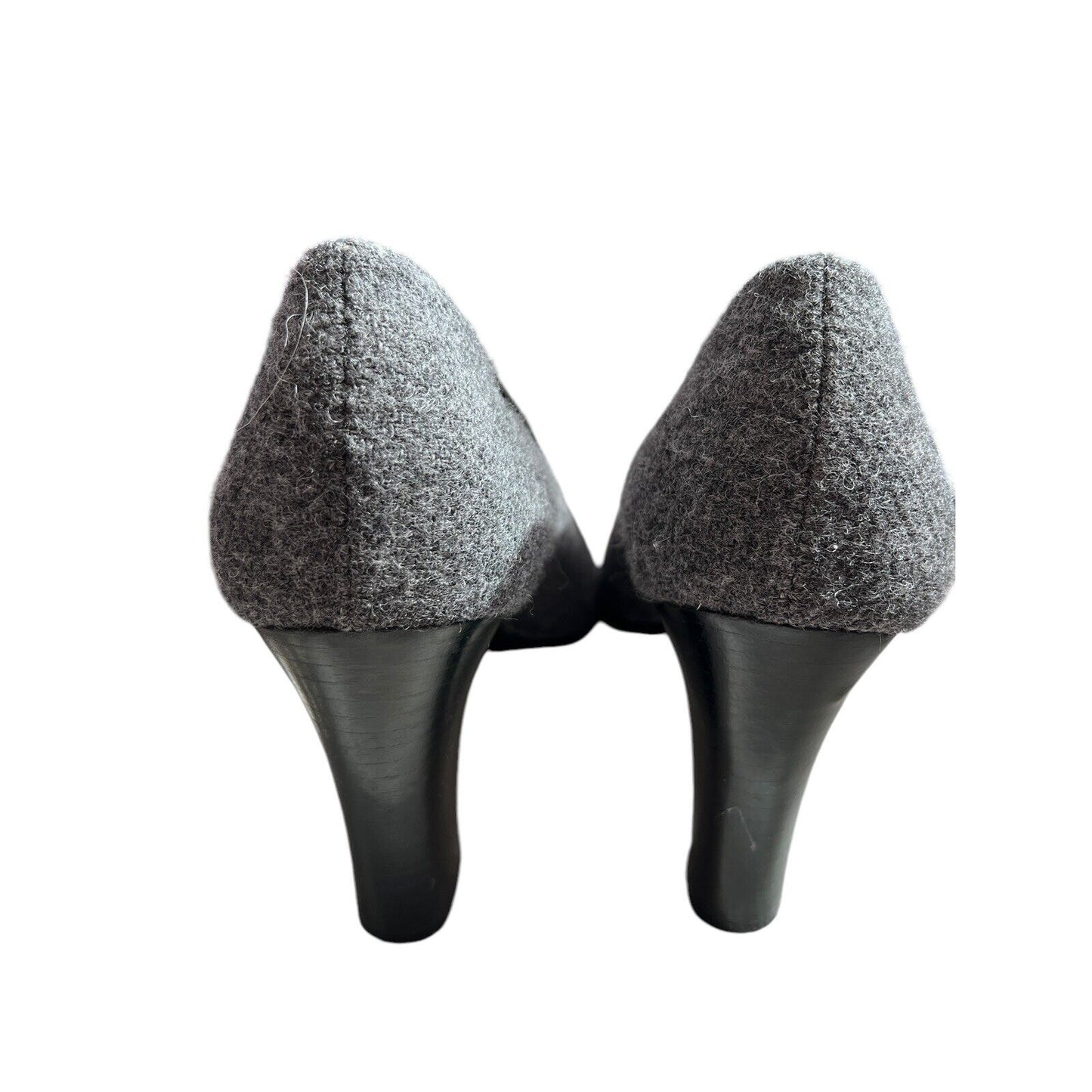 Size 7.5. Lauren Ralph Lauren Nina Gray Wool Pumps 3” Heel Bows Shoes Business