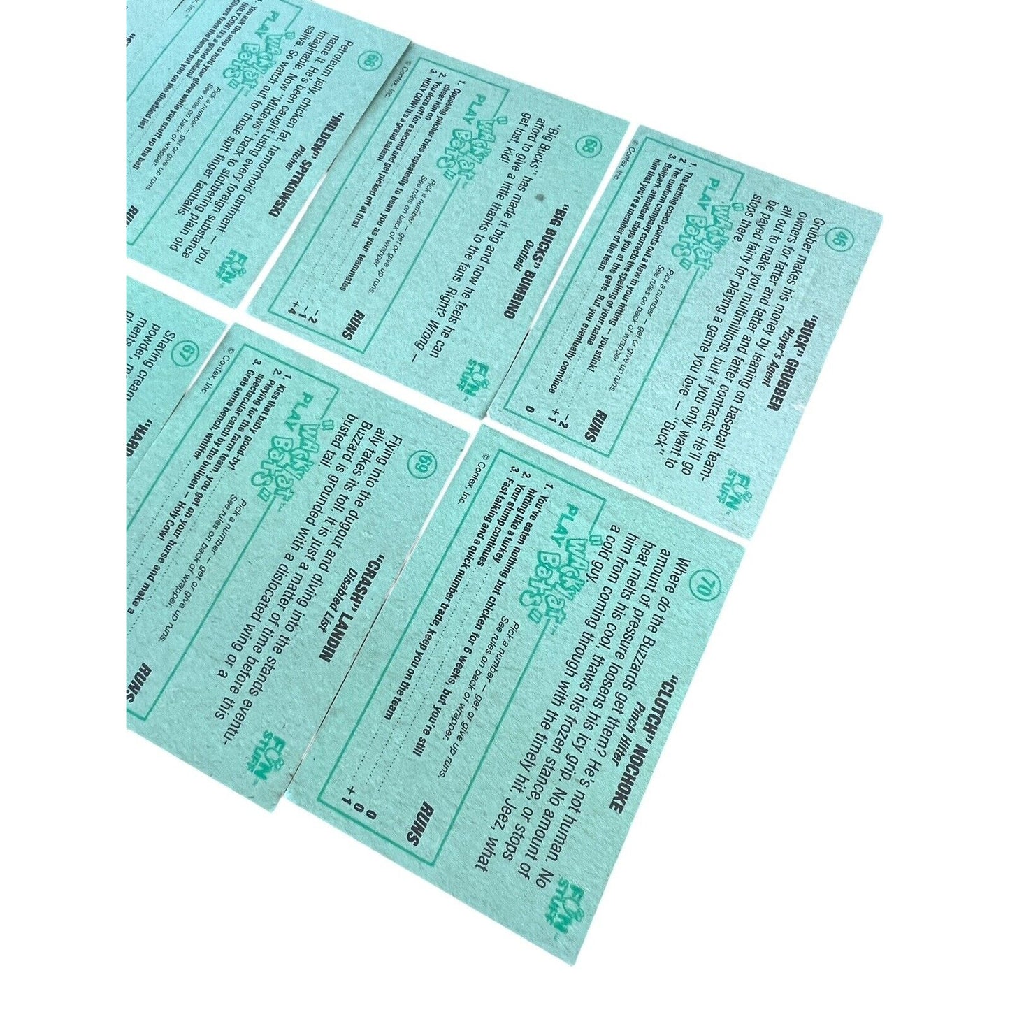 Wacky at Bats Confex Inc. Trading Cards Set Of 10