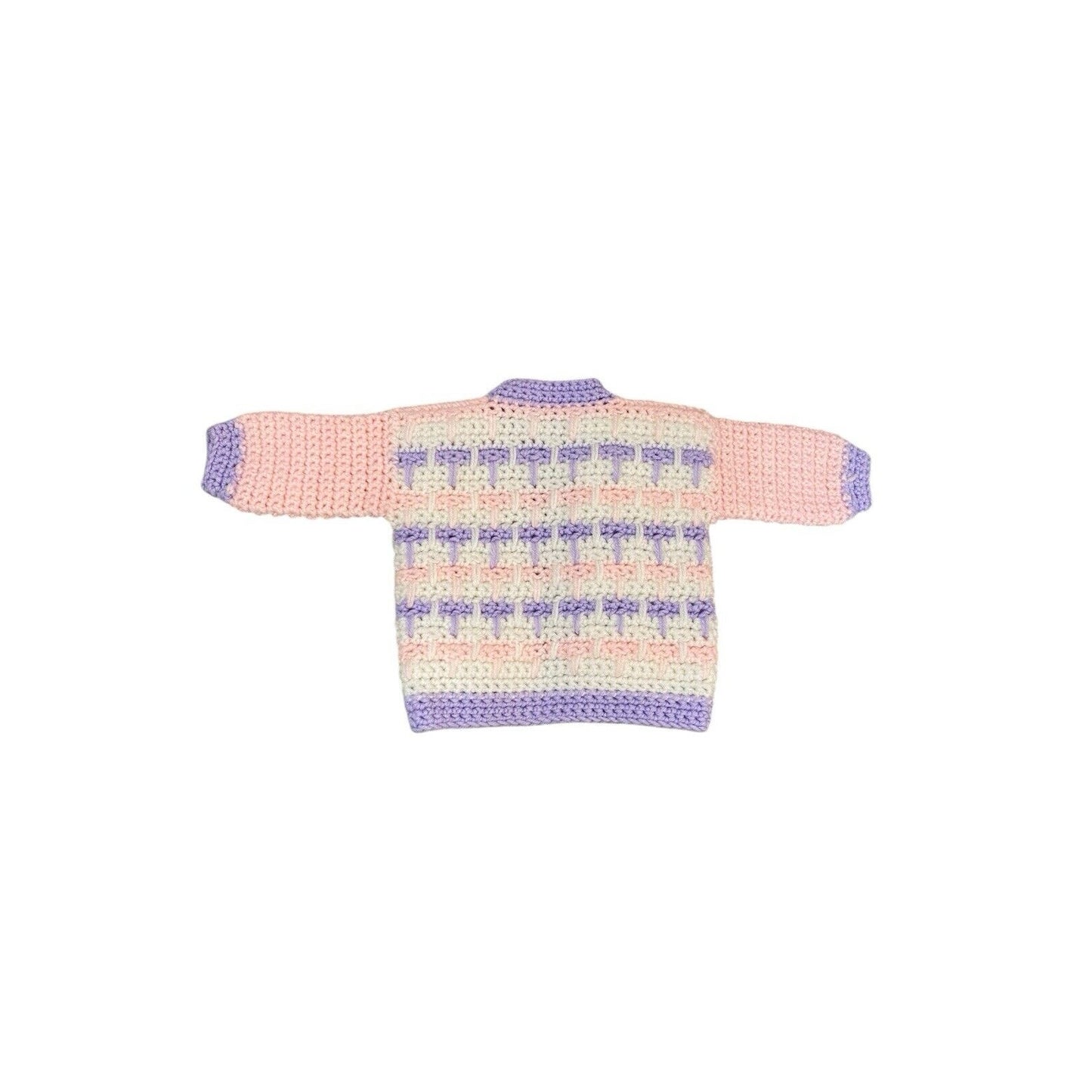 Vintage Handmade Pastel Baby Sweater Cardigan Striped Button