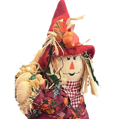 Scarecrow Table Top Decor Pumpkin Patch Pond Fishing Halloween Figure