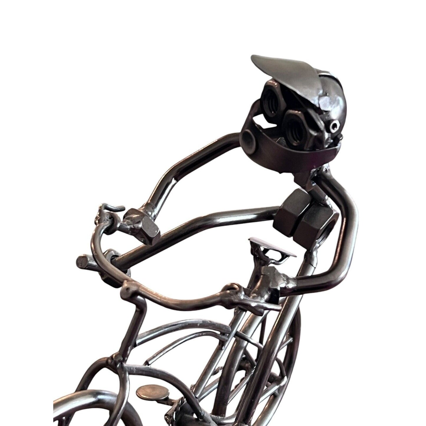 Bicycle Cyclist Nuts & Bolts Metal Sculpture BMX Bike Mountain Bike