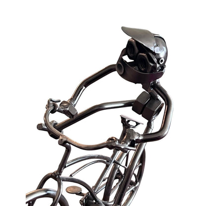 Bicycle Cyclist Nuts & Bolts Metal Sculpture BMX Bike Mountain Bike
