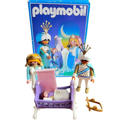Vintage Playmobil 3835 Sultan Royal Family Prince Princess Baby Cradle Open 95