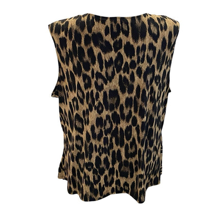 3X Joe Fresh Animal Print Stretch Wrap Fitted Style Sleeveless Blouse Top Shirt