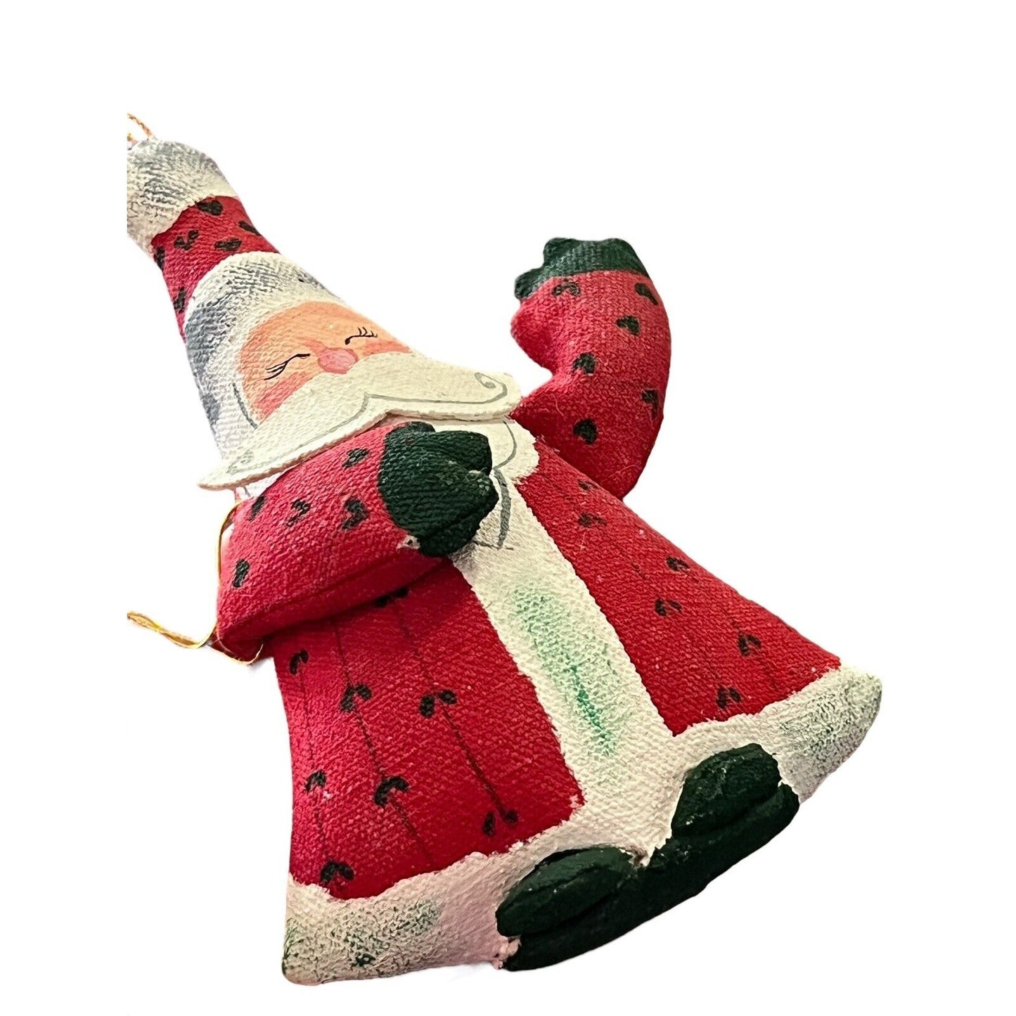 Santa Claus Hand Painted Canvas Christmas Ornament Holiday Pillow Painted