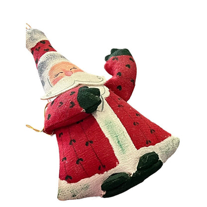 Santa Claus Hand Painted Canvas Christmas Ornament Holiday Pillow Painted