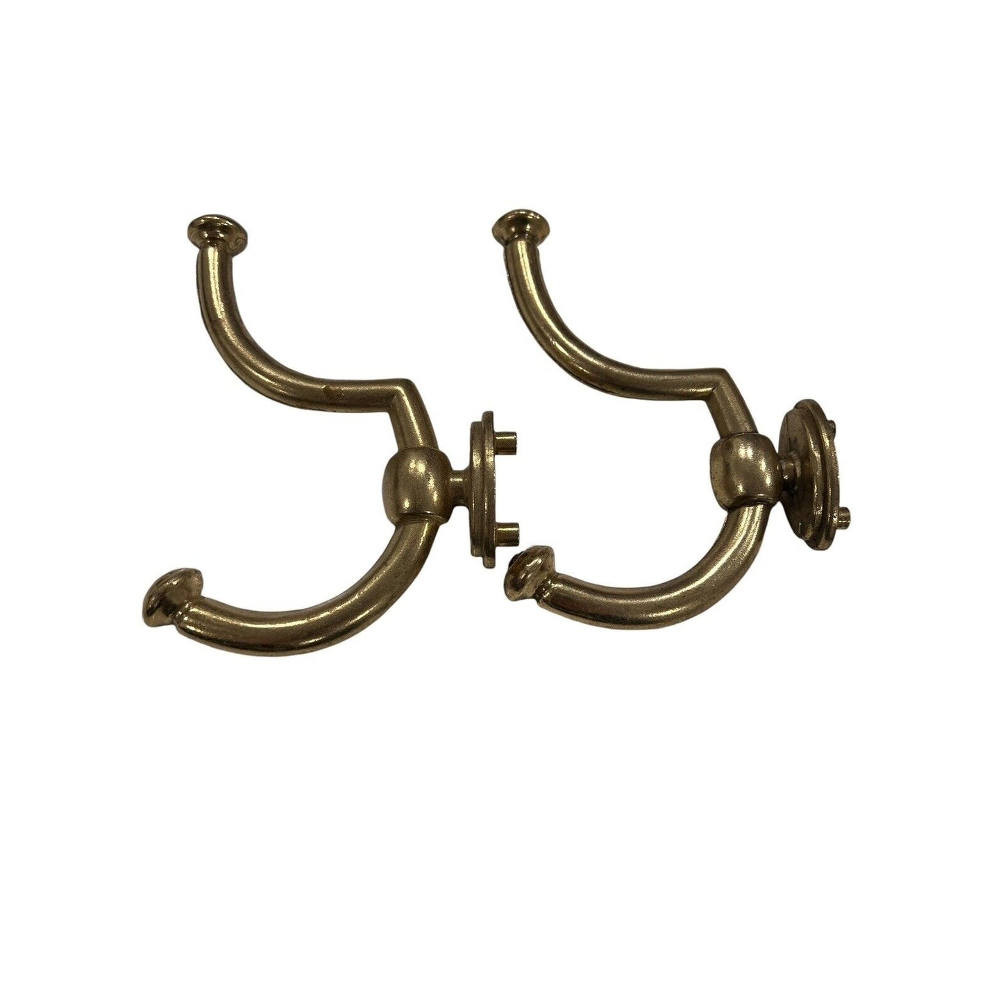 Set of 2 Vintage Brass Double Wall Hooks Robe Towel Door Wall Mount
