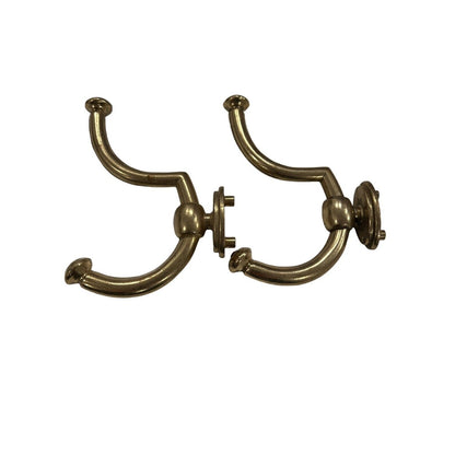 Set of 2 Vintage Brass Double Wall Hooks Robe Towel Door Wall Mount