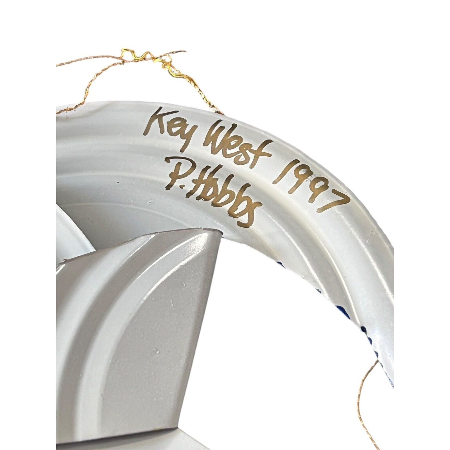 Signed Santa Claus Christmas Ornament Holiday Craft Hand Painted Up Cycled Can