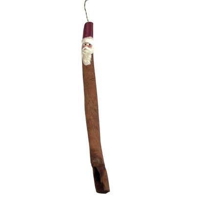 Cinnamon Stick Homemade Santa Claus Ornament Vintage Holiday Craft Hand Painted