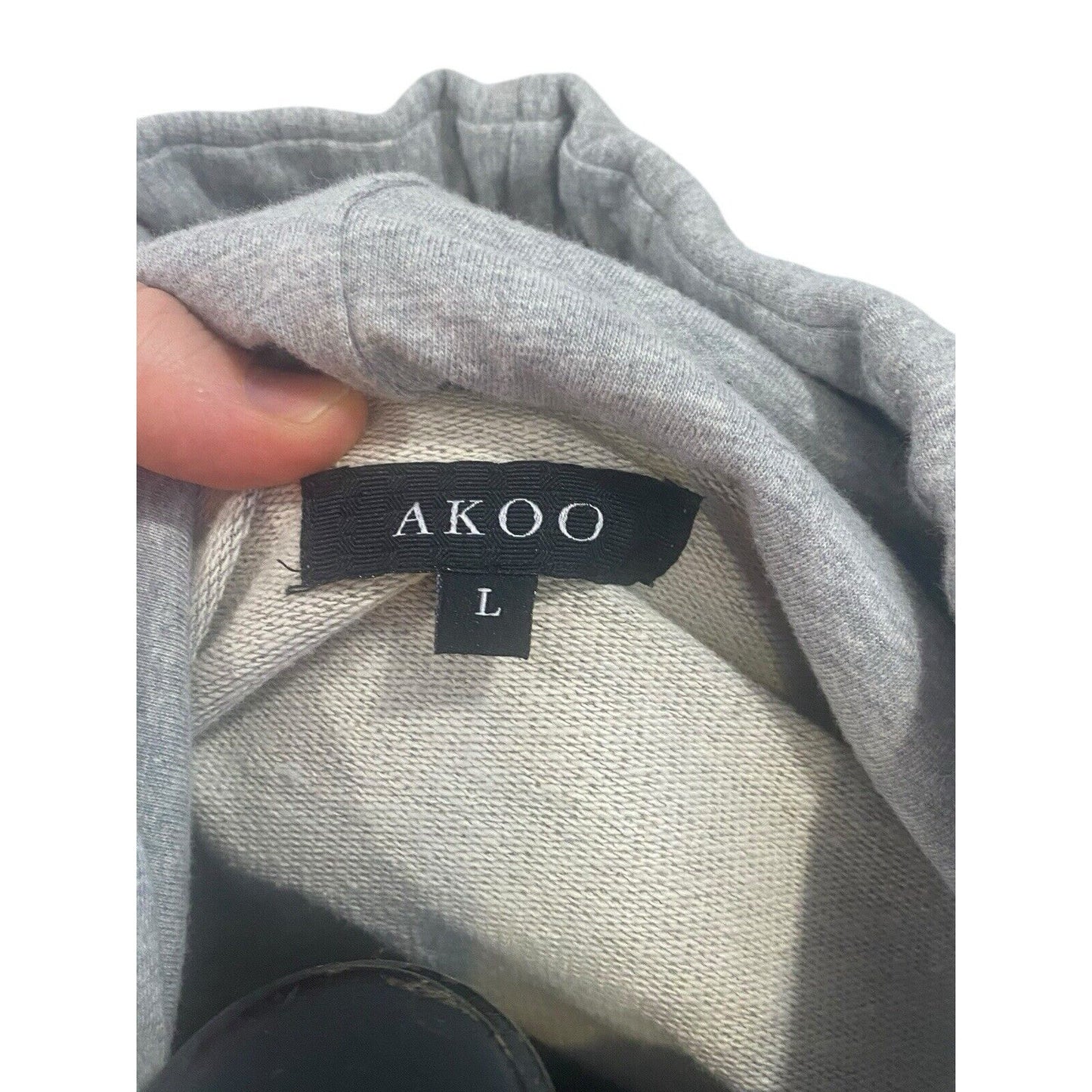 AKOO Size Large Retro Sports Pennant Gray Men’s Hoodie