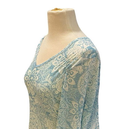Size Small ExOfficio Dri-release Tunic Blue Floral Long Sleeve Top Shirt