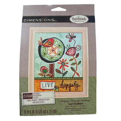 Dimensions Whimsy Applique Embroidery Kit Live Happily Bird Lori Siebert New