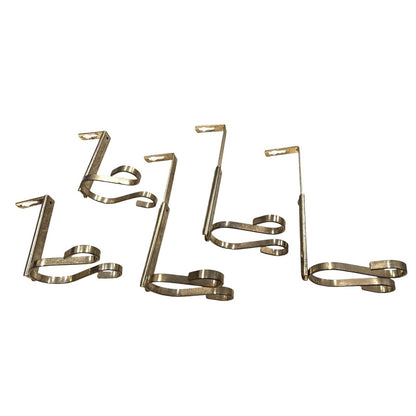 5 Double Gooseneck Swag Drapery Hooks Hook Rosettes Bishop Sleeve Brass Tone Set