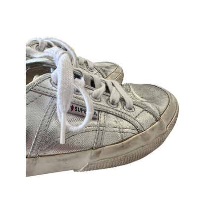 Superga Silver Metallic Shoes Womens Size 5.5 Low Top Sneakers Street Machine