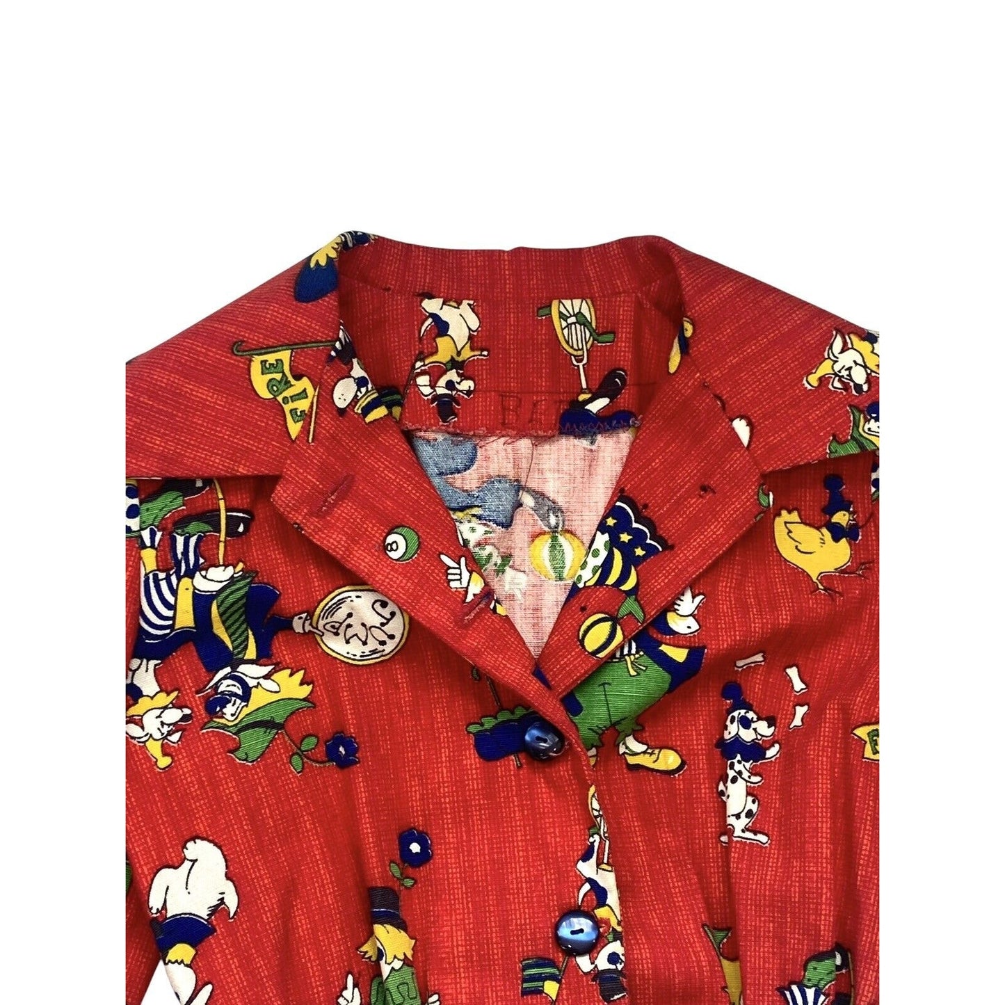 Vintage Children’s Jacket Handmade Red Clown Whimsical 70’s Homemade