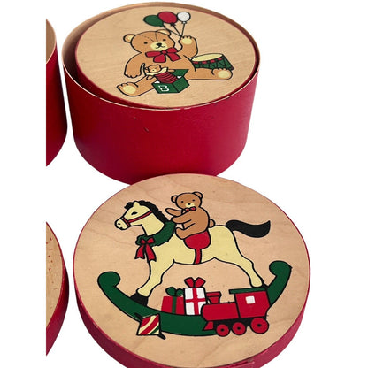 3 Nesting Balsa Wood Boxes Christmas Holiday Gift Lightweight Taiwan Round