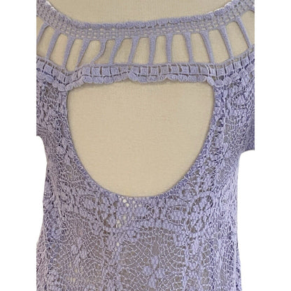 Size Small Free People Holy Mountain Lilac Open Knit Crochet Dress Lined
