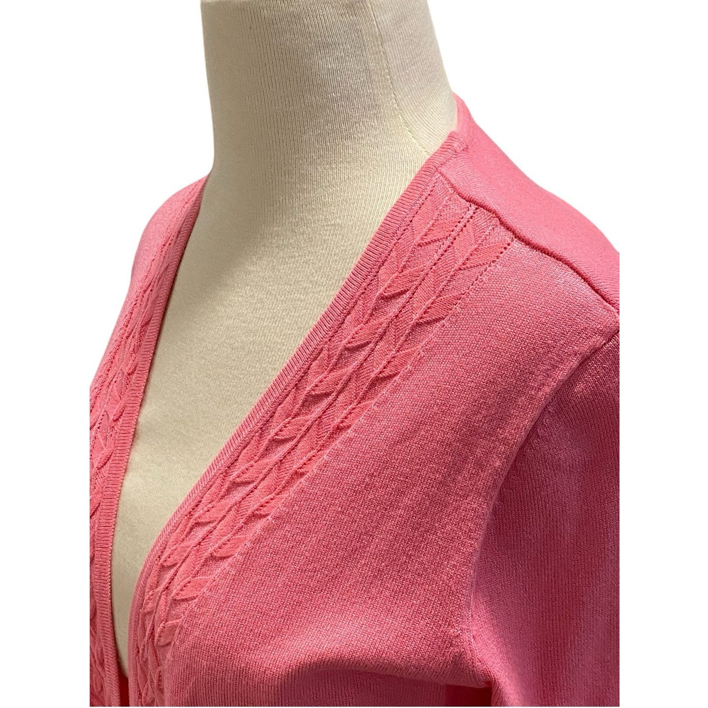 Charter Club Short Sleeve Pink Cardigan Sweater Size Medium Lightweight