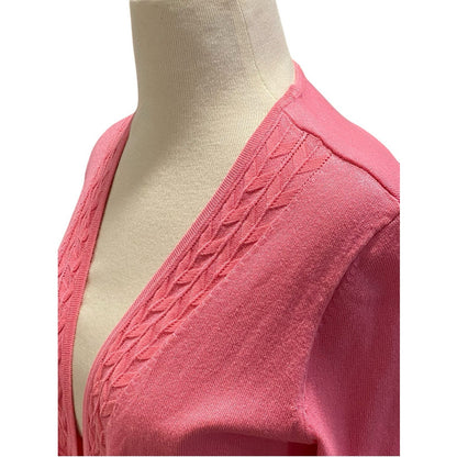 Charter Club Short Sleeve Pink Cardigan Sweater Size Medium Lightweight