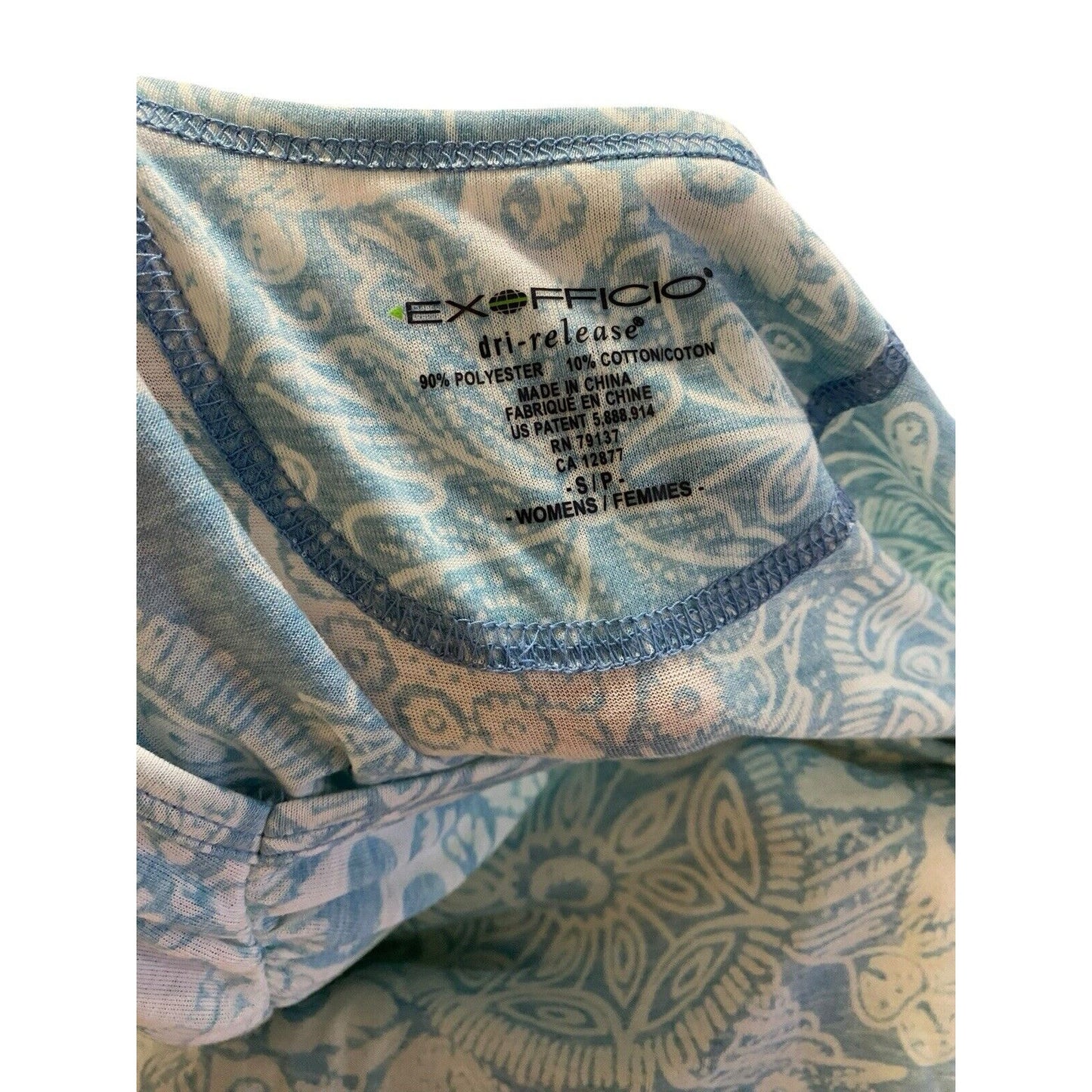 Size Small ExOfficio Dri-release Tunic Blue Floral Long Sleeve Top Shirt