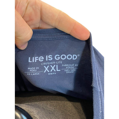 XXL Life is Good Lighthouse Logo Crusher Long Sleeve Slate Blue Mens T Shirt