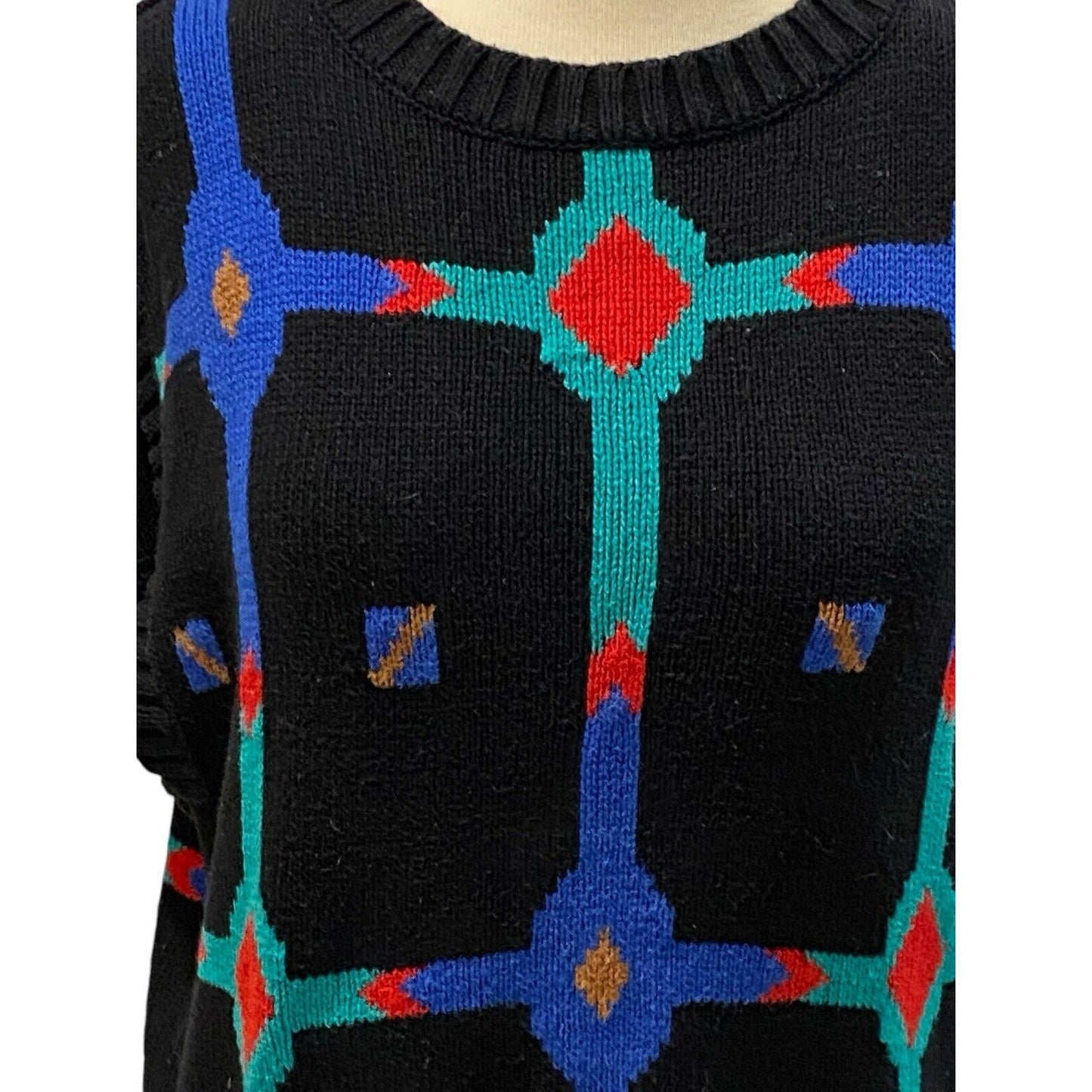 Size Medium 80’s Sweater Vintage Bright Pattern Sleeveless Breckenridge Women’s