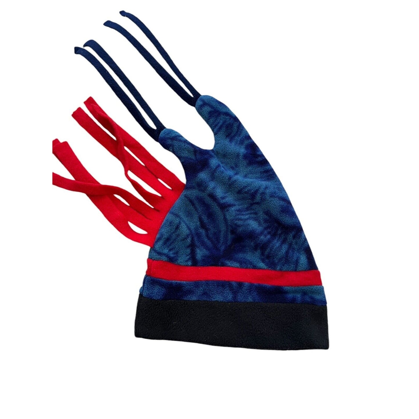 Vintage Streamer Fleece Tails Hat Cap Snowboard Ski Blue & Red Tie Dye USA