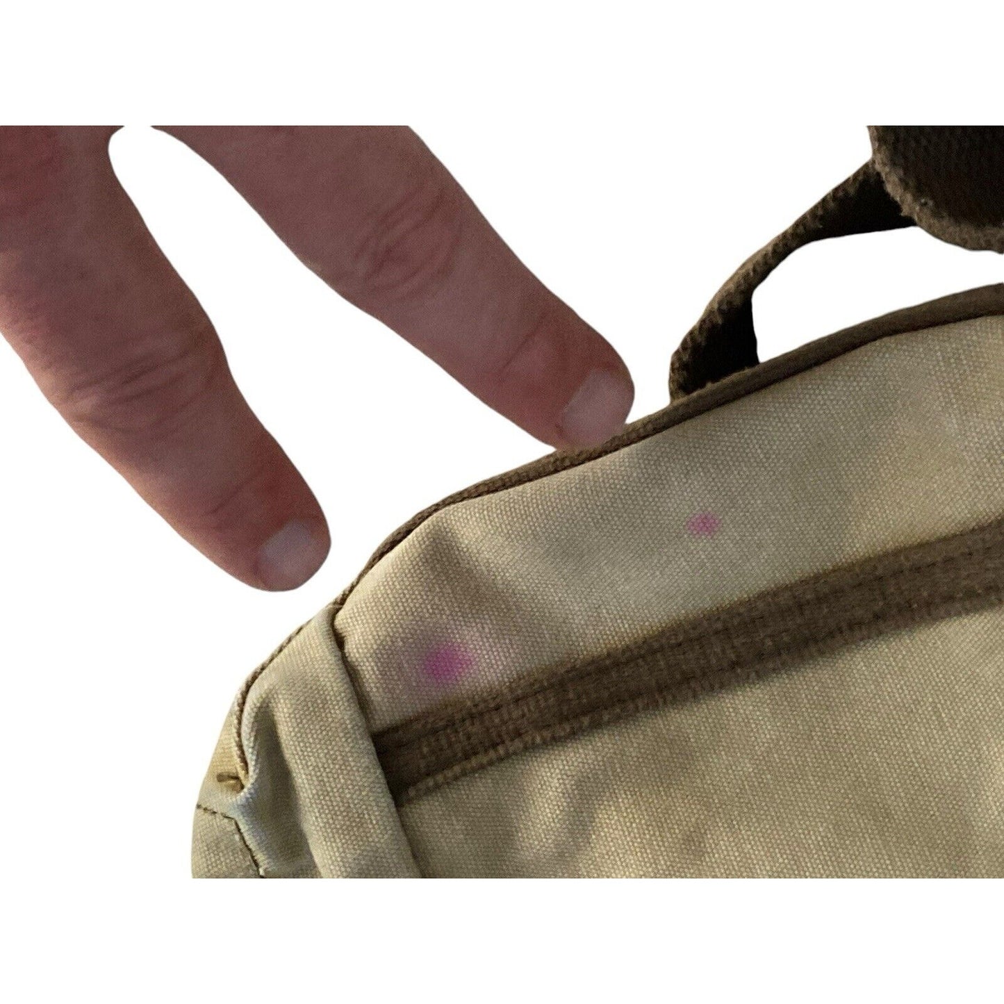 TSD Brand Forest Flap Crossbody Messenger Bag Tan Canvas Brown Leather Trim