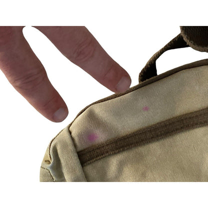 TSD Brand Forest Flap Crossbody Messenger Bag Tan Canvas Brown Leather Trim