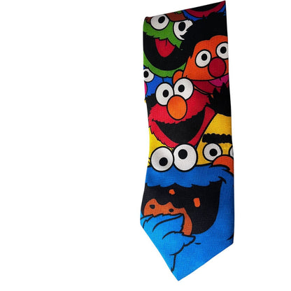 Sesame Street Cookie Monster Silk 58” Neck Tie Multicolor Elmo Burt Ernie Oscar