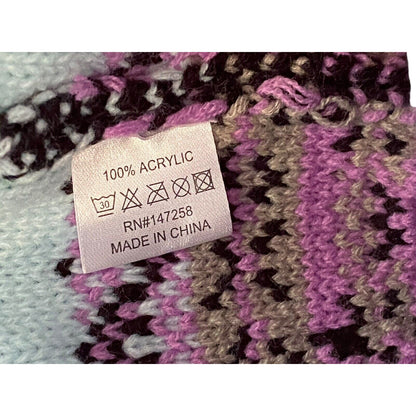 Simply Southern Black Purple Beanie Puff Acrylic Fashionable Winter Hat Knit Ski