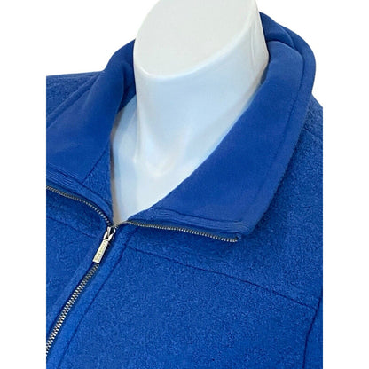 Lands’ End Womens Wool Blend Coat Size 16W Royal Blue Full Zip Pockets