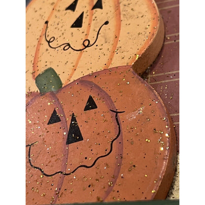 Wooden Autumn Halloween Decor Pumpkin Patch Home Fall Decoration Painted