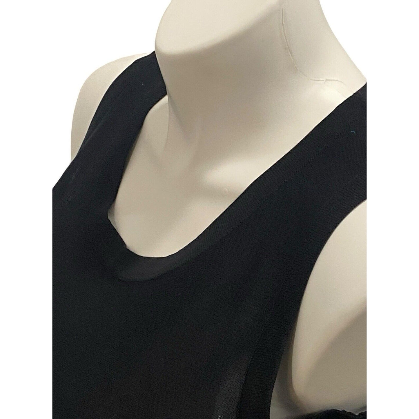 Exclusively Misook Black XL Petite Sleeveless Blouse Tank Band Design At Bottom