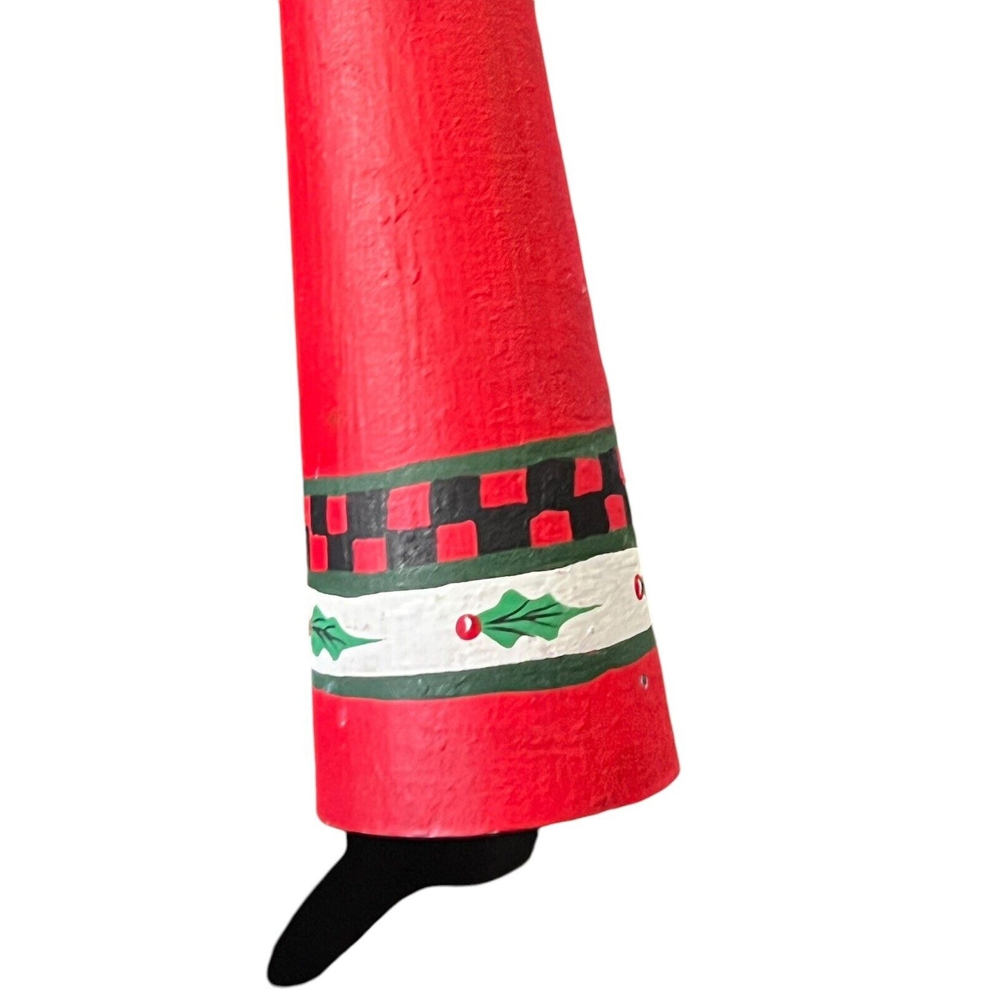 Metal Santa Claus Christmas Ornament Bell Holding Tree Holiday Craft Painted