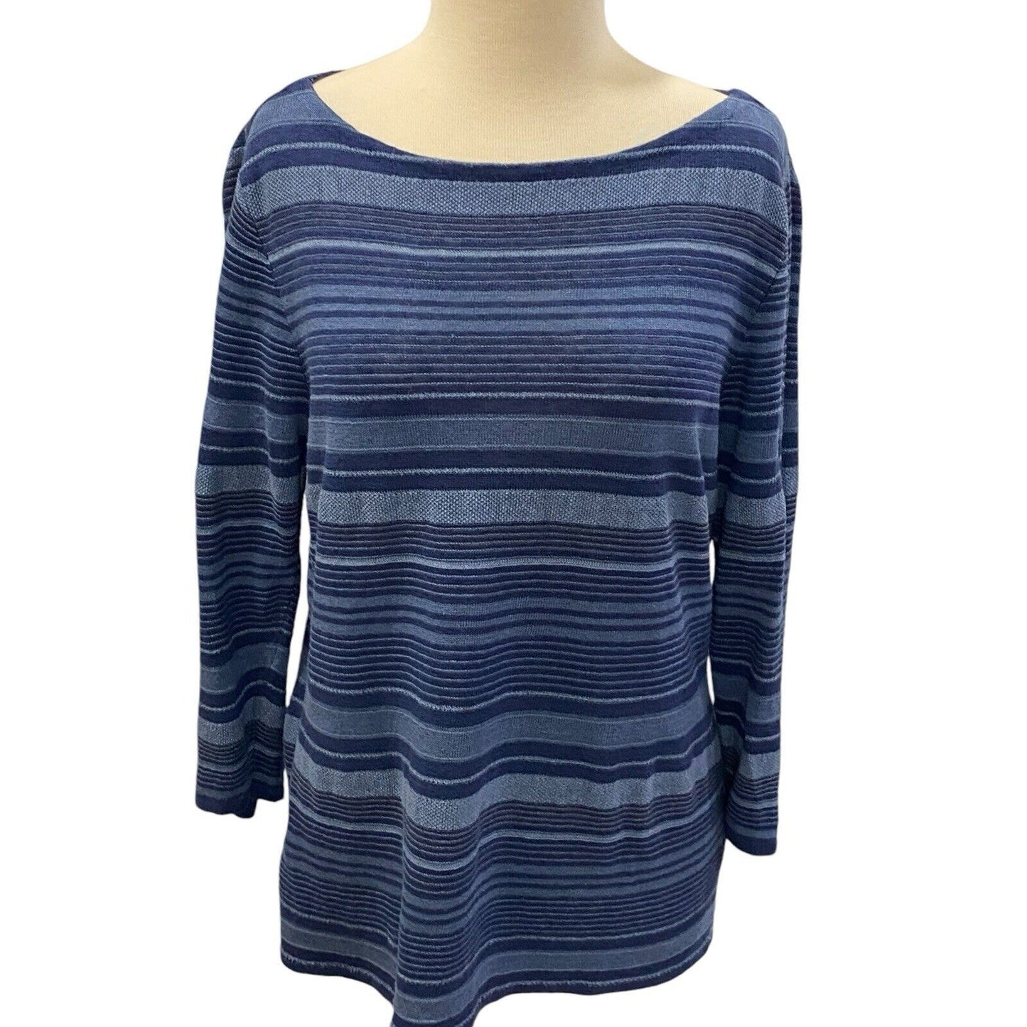 Size Large Lauren Ralph Lauren Linen Blue Striped Sweater